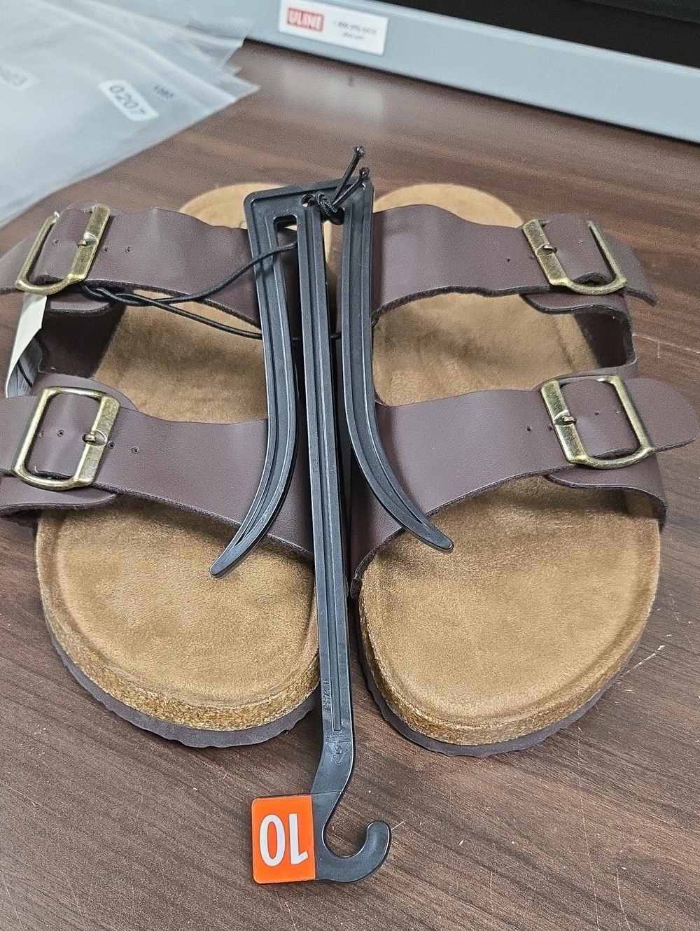 George Size 10 Brown Faux Leather Slide Sandal